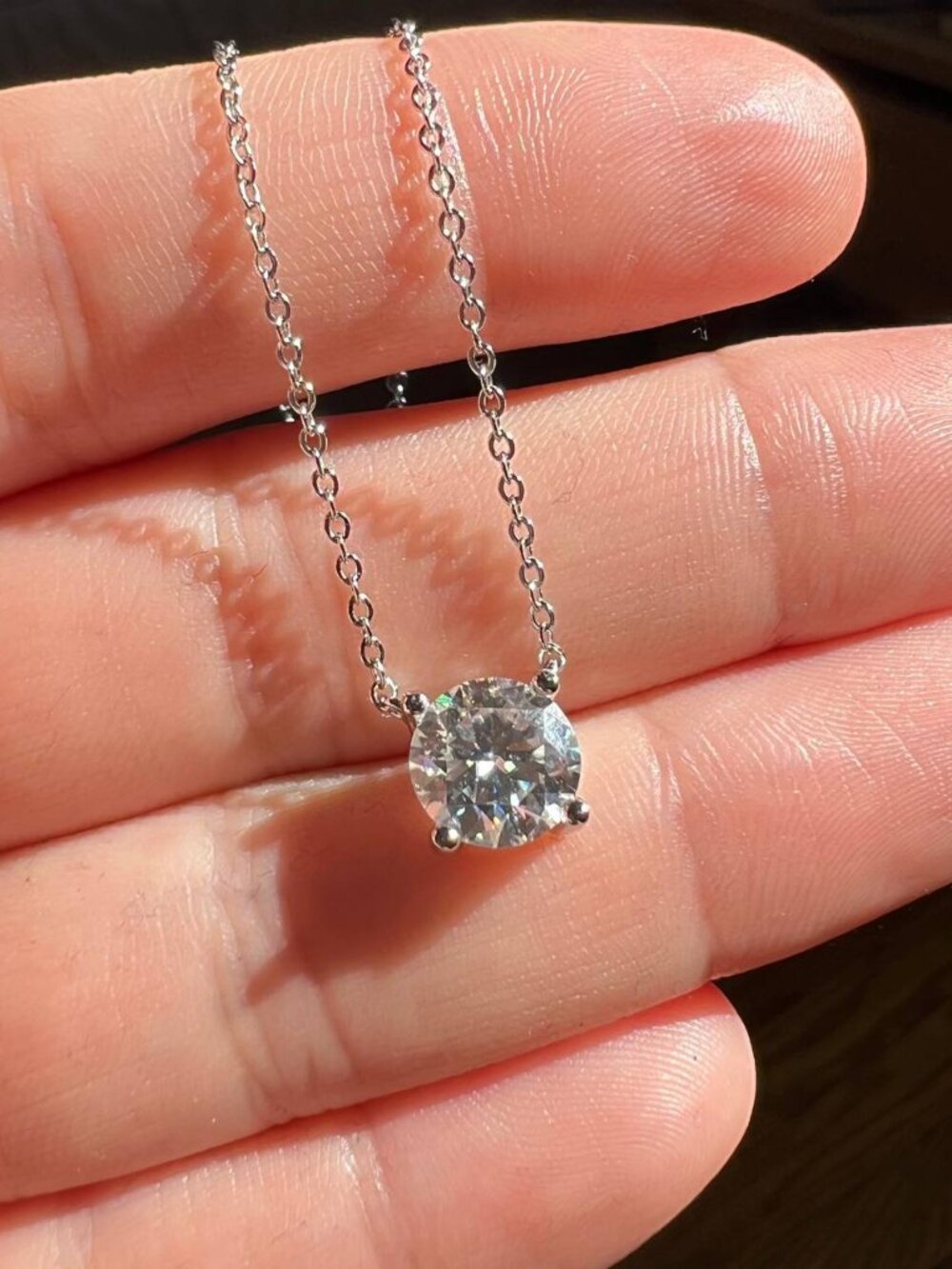 CERTIFIED 2ct Moissanite Pendant Necklace 14K White Gold Necklace